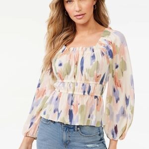 Square neck peplum blouse